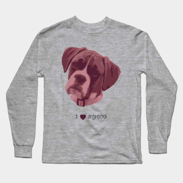 Dogs - Boxer pink Long Sleeve T-Shirt by PrintablesPassions